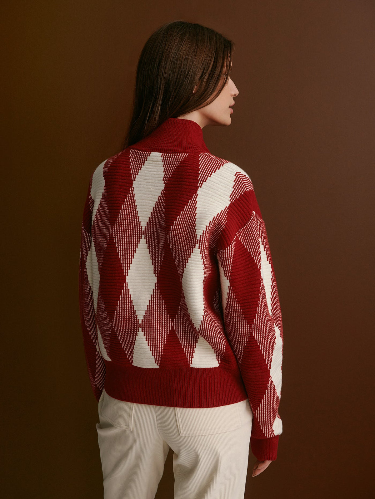 Karina Jacquard Knit Jacket Red Dahlia - Varley