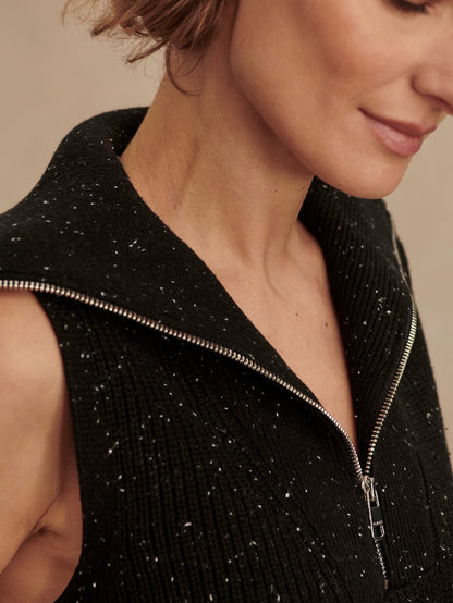 Hally Half Zip Rib Vest Black Fleck - Varley