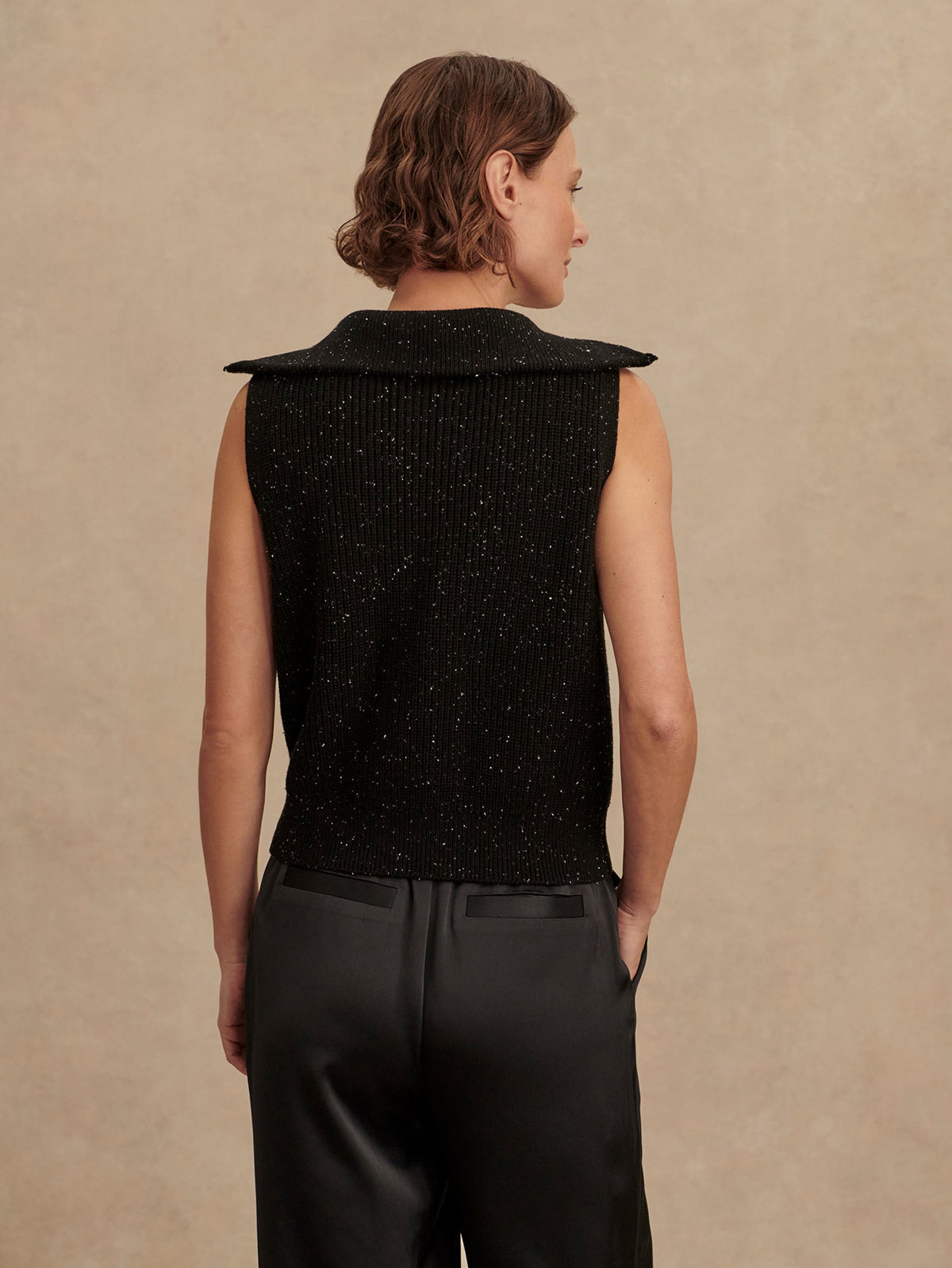 Hally Half Zip Rib Vest Black Fleck - Varley