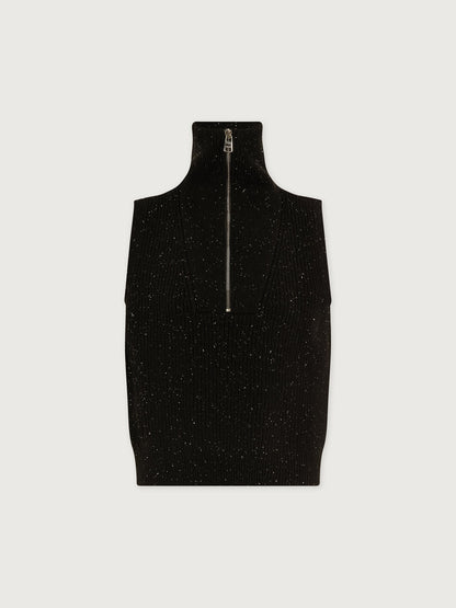 Hally Half Zip Rib Vest Black Fleck - Varley