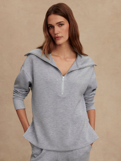 Larson Half Zip Sweat Mid Blue Marl - Varley