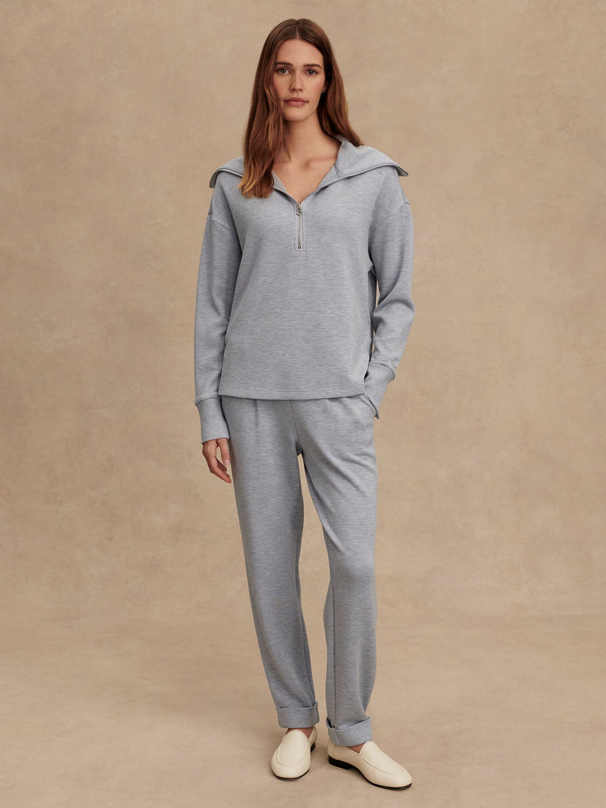 Larson Half Zip Sweat Mid Blue Marl - Varley
