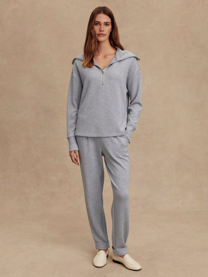 Larson Half Zip Sweat Mid Blue Marl - Varley