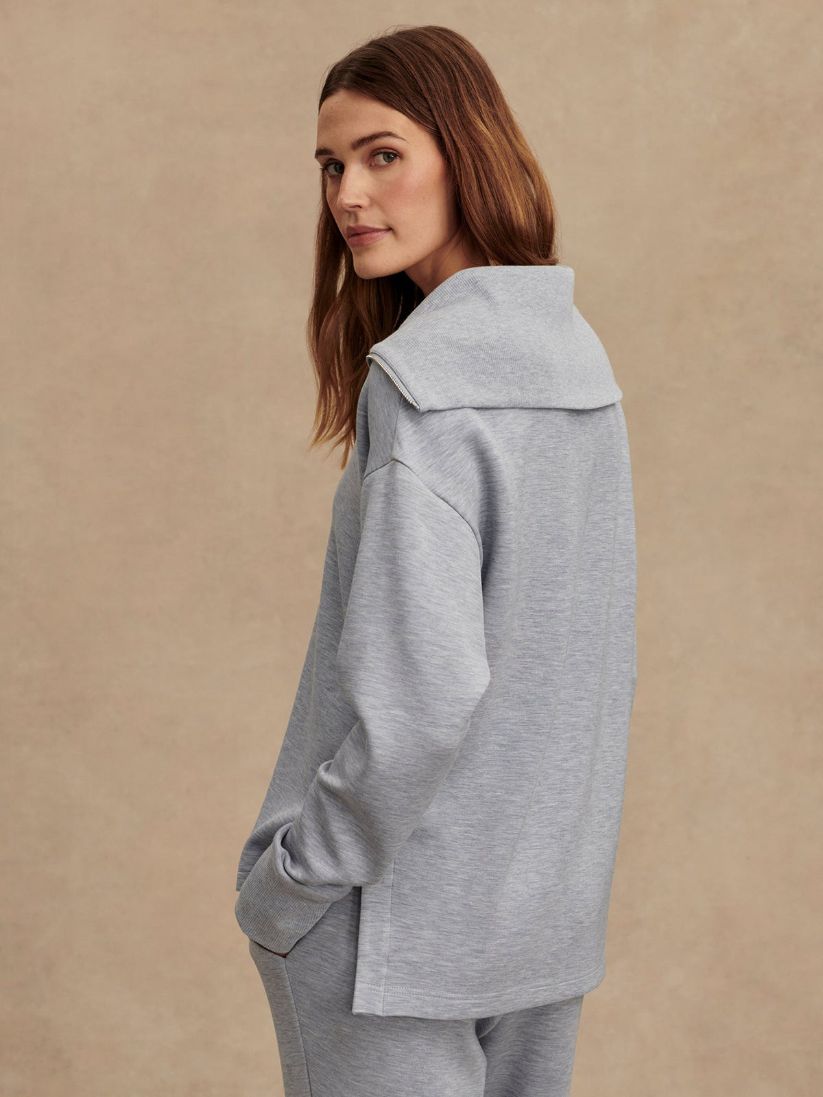 Larson Half Zip Sweat Mid Blue Marl - Varley