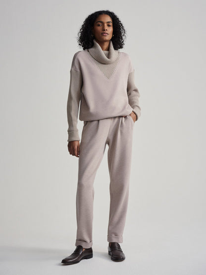 Hannah Cowl Neck Sweat Taupe Marl - Varley