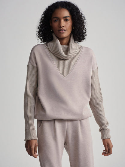Hannah Cowl Neck Sweat Taupe Marl - Varley
