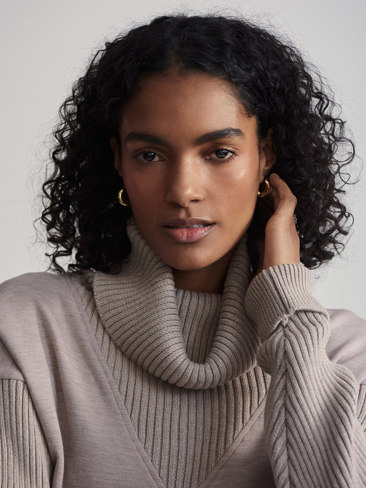 Hannah Cowl Neck Sweat Taupe Marl - Varley