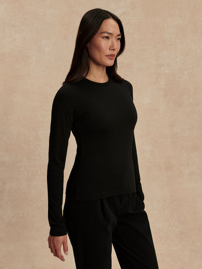 Edna Long Sleeve Fitted Tee Black - Varley