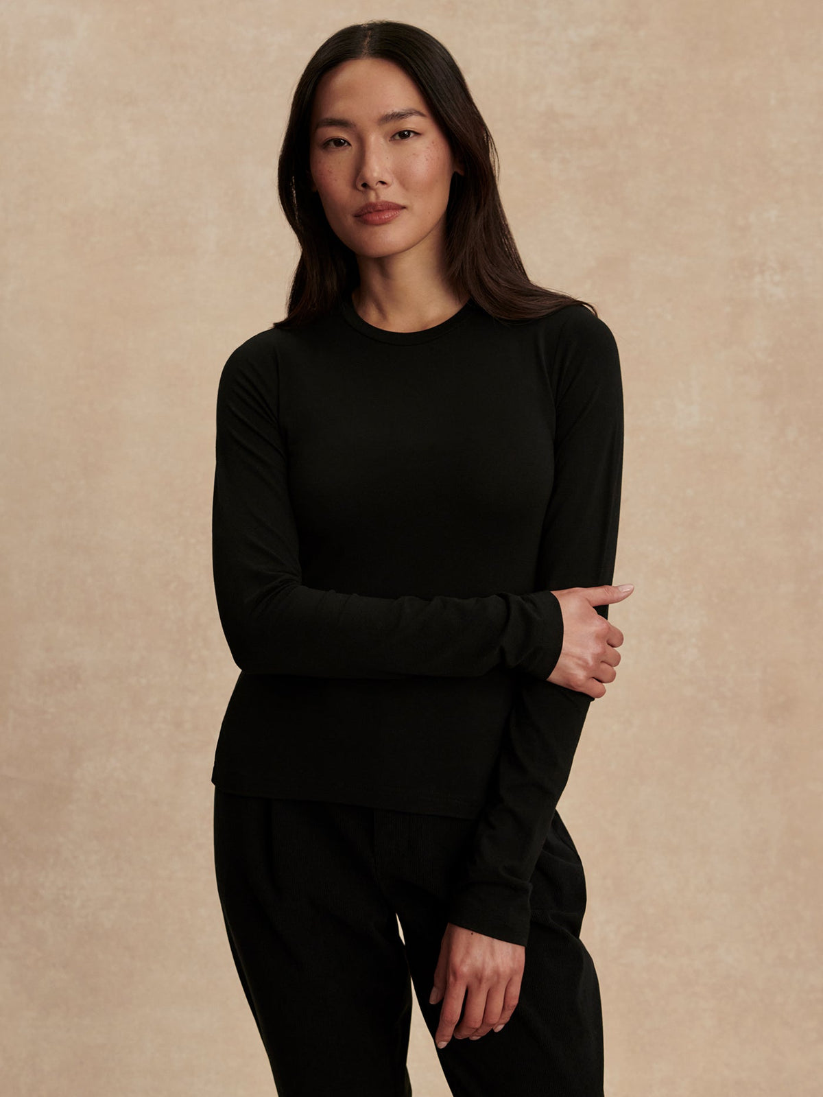 Edna Long Sleeve Fitted Tee Black - Varley