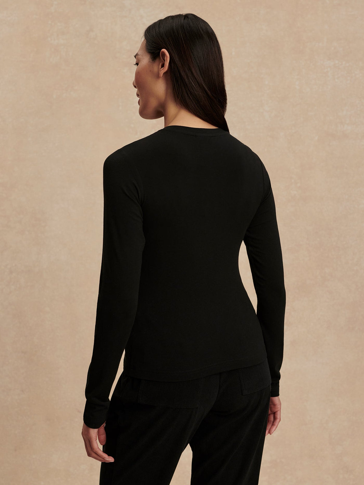 Edna Long Sleeve Fitted Tee Black - Varley