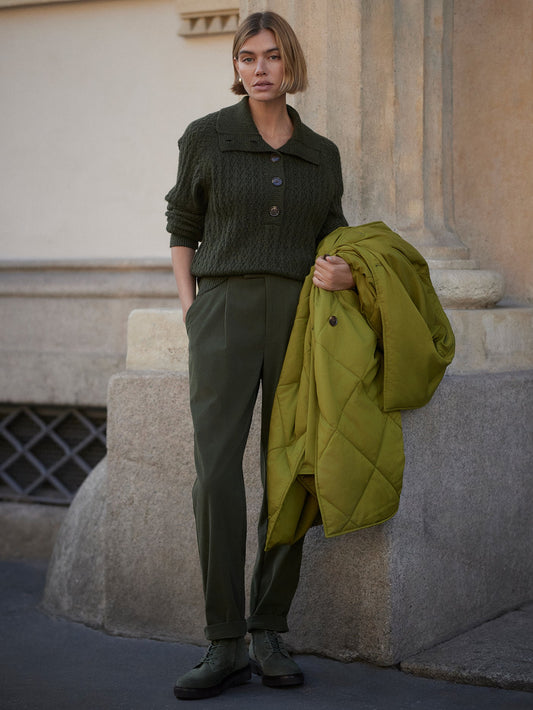 Bridget Half Button Sweater Dark Olive - Varley