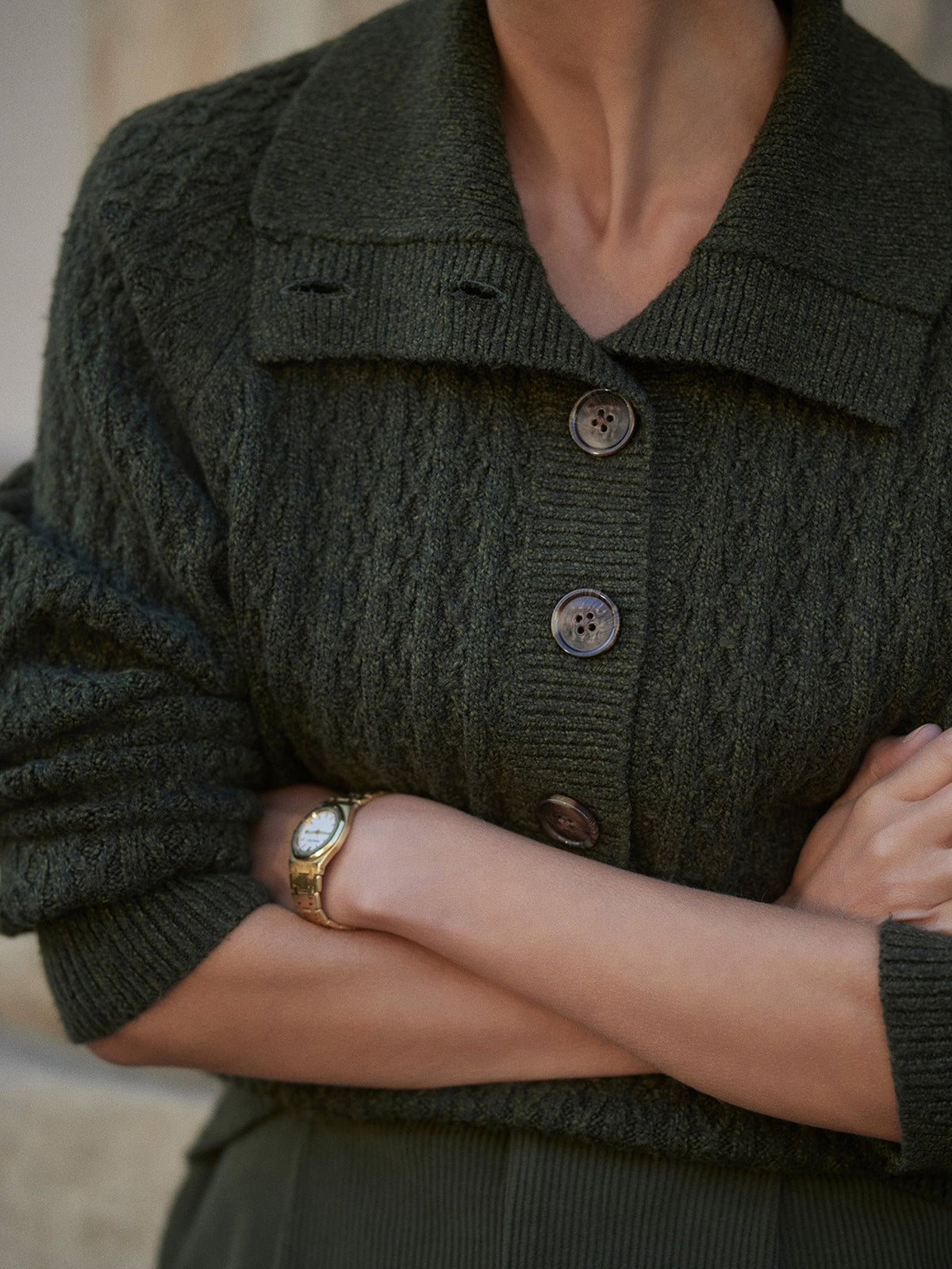 Bridget Half Button Sweater Dark Olive - Varley