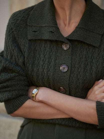 Bridget Half Button Sweater Dark Olive - Varley