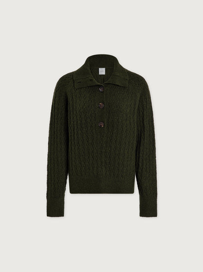 Bridget Half Button Sweater Dark Olive - Varley