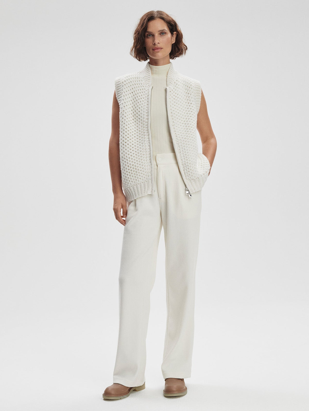 Seraphina Sleeveless Zip Knit Ivory - Varley