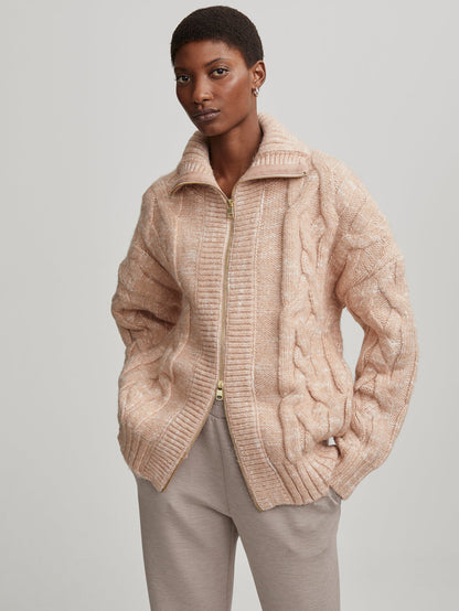 Aida Jumbo Cable Knit Jacket | VARLEY US Blush Tan/Egret - Varley