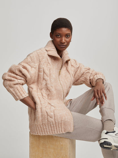 Aida Jumbo Cable Knit Jacket | VARLEY US Blush Tan/Egret - Varley