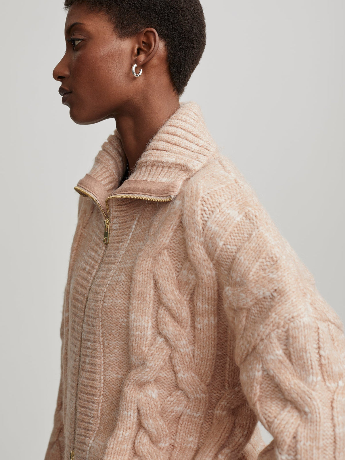 Aida Jumbo Cable Knit Jacket | VARLEY US Blush Tan/Egret - Varley