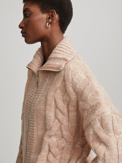 Aida Jumbo Cable Knit Jacket | VARLEY US Blush Tan/Egret - Varley