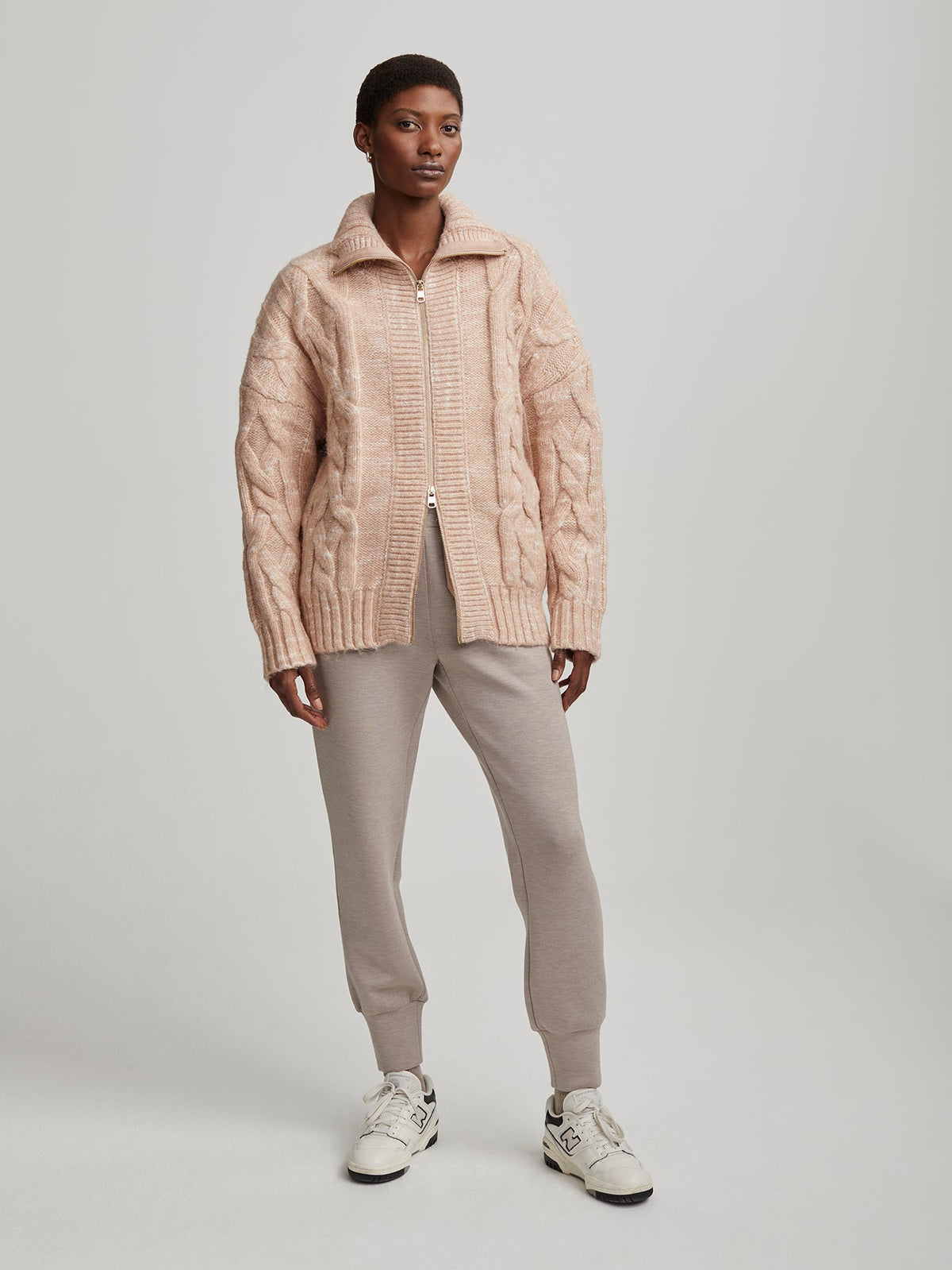 Aida Jumbo Cable Knit Jacket | VARLEY US Blush Tan/Egret - Varley