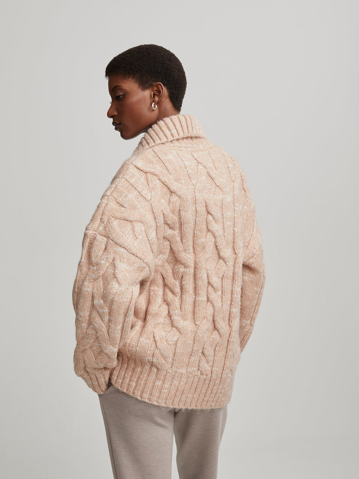 Aida Jumbo Cable Knit Jacket | VARLEY US Blush Tan/Egret - Varley