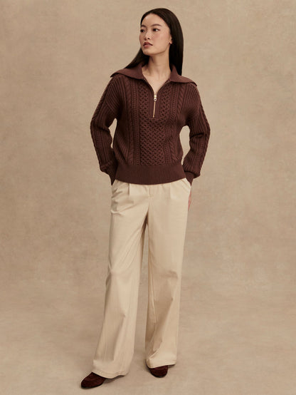 Camello Cable Half Zip 2.0 Carob - Varley