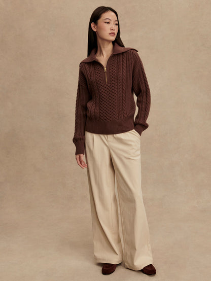 Camello Cable Half Zip 2.0 Carob - Varley