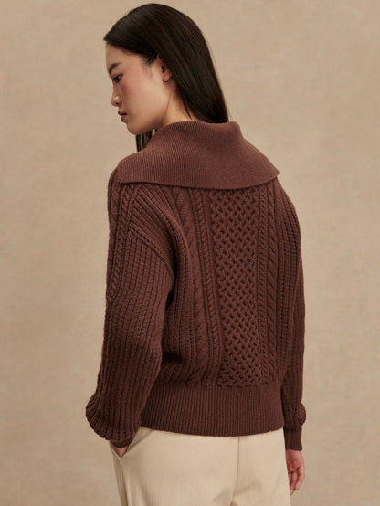Camello Cable Half Zip 2.0 Carob - Varley