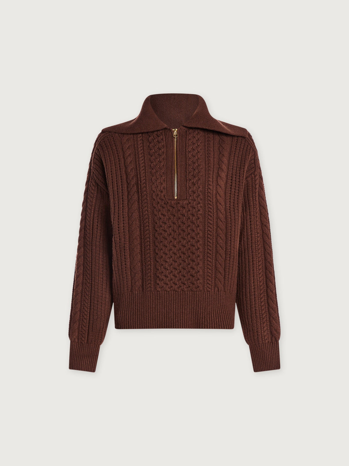 Camello Cable Half Zip 2.0 Carob - Varley