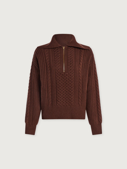 Camello Cable Half Zip 2.0 Carob - Varley
