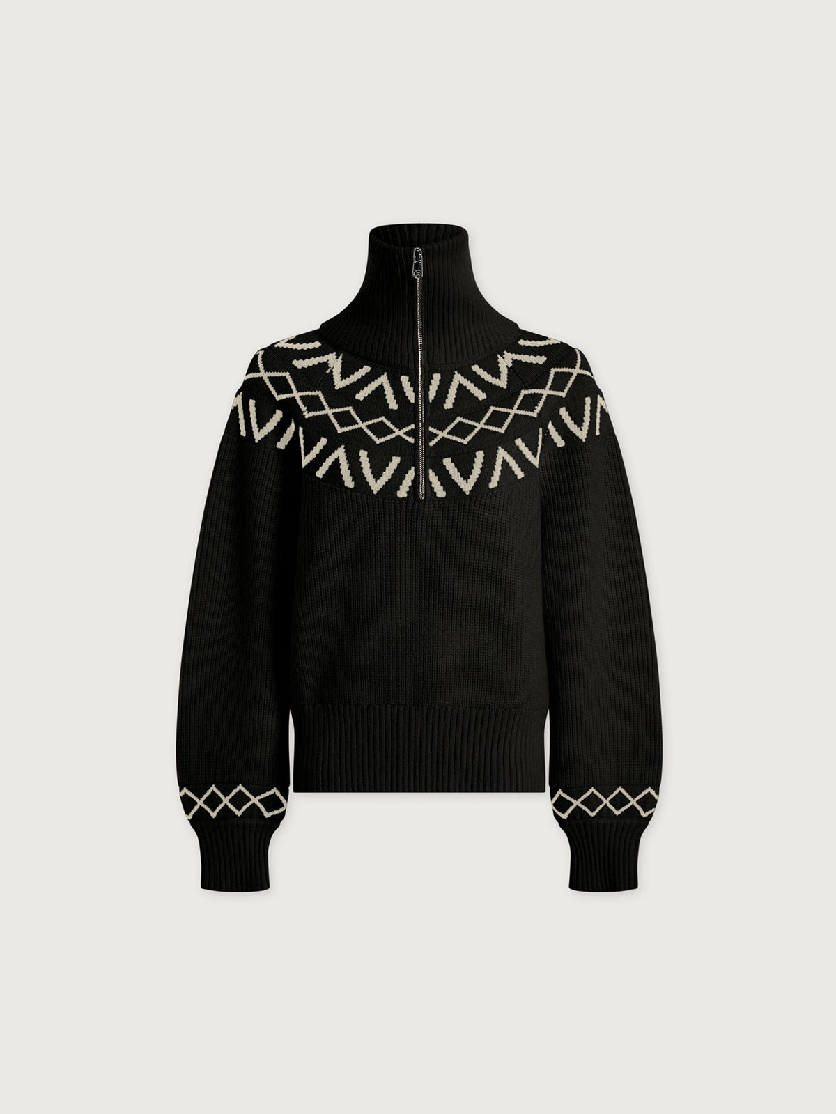 Sigrid Fairisle Half Zip Knit Black - Varley