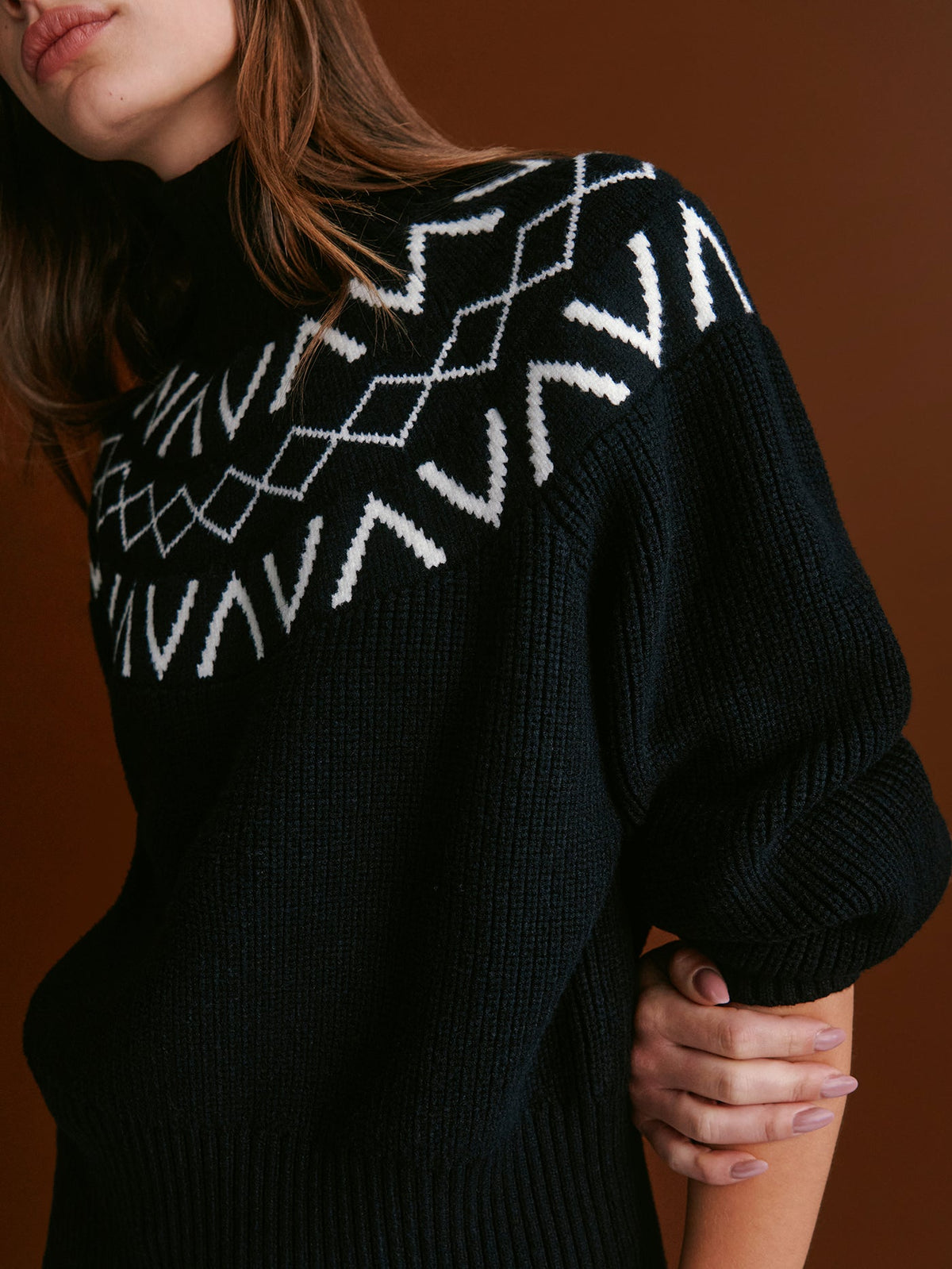 Marcie Fairisle Yoke Knit | VARLEY US Black - Varley