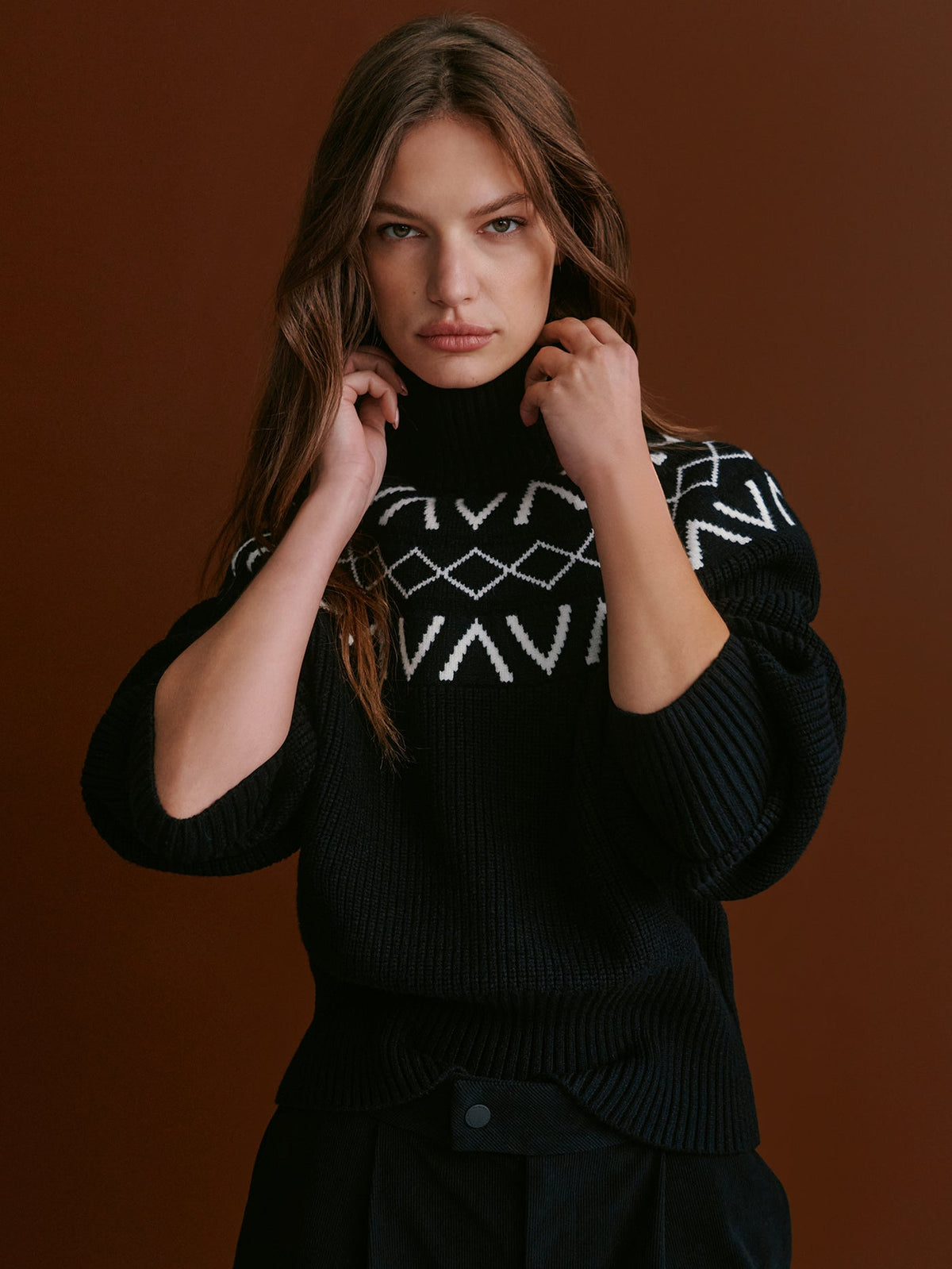 Marcie Fairisle Yoke Knit | VARLEY US Black - Varley
