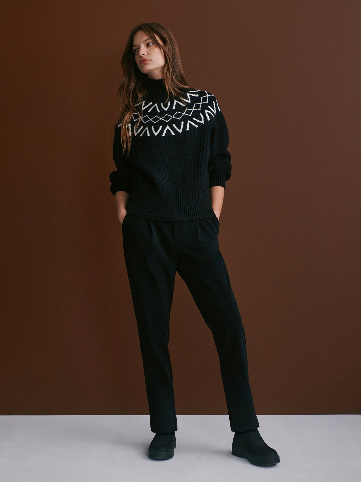 Marcie Fairisle Yoke Knit | VARLEY US Black - Varley