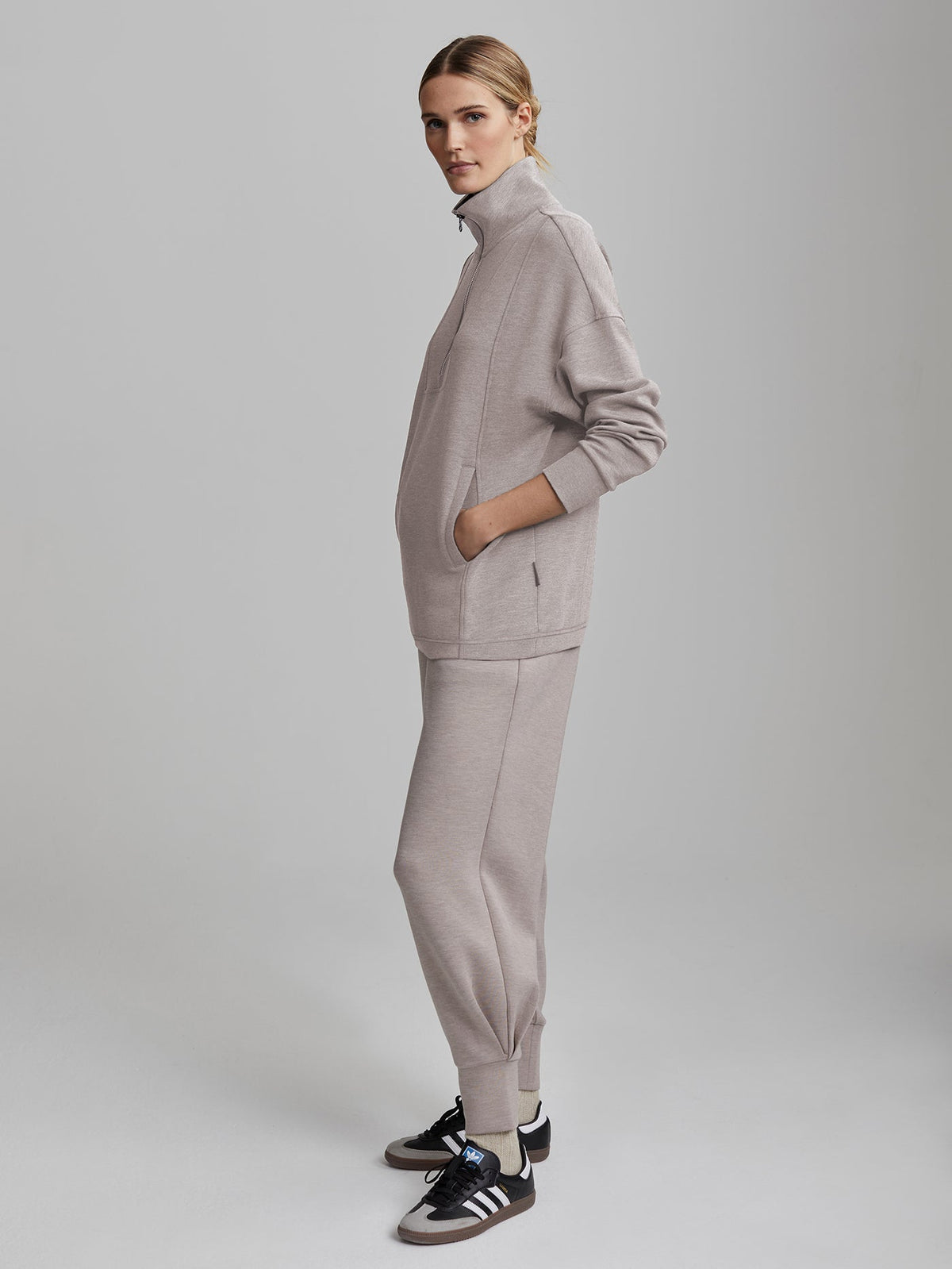 Naya Half Zip Sweat | VARLEY US Taupe Marl - Varley