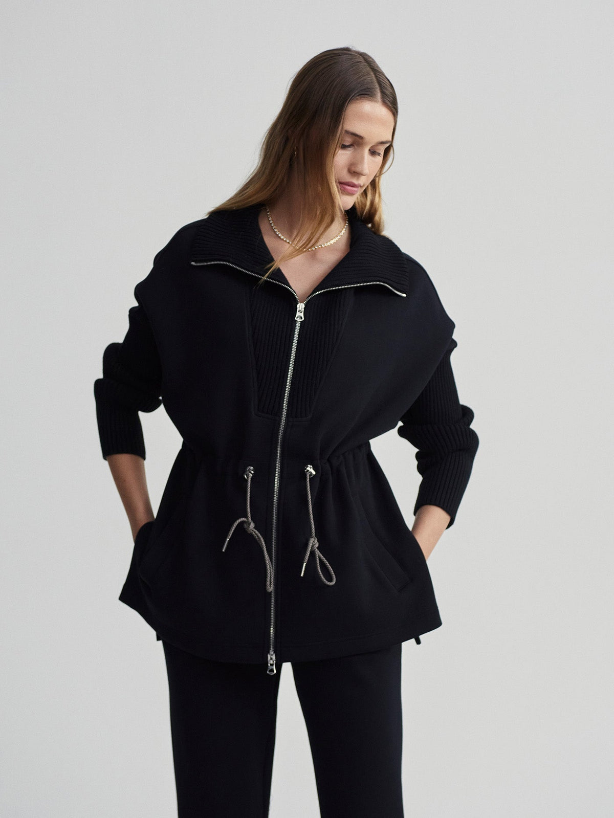 Palen Longline Zip Through Black - Varley