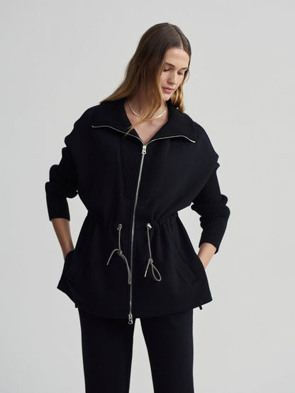Palen Longline Zip Through Black - Varley