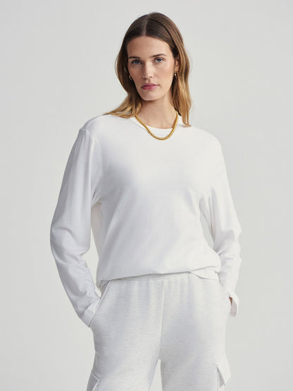 Leah Long Sleeve Boyfriend Tee White - Varley