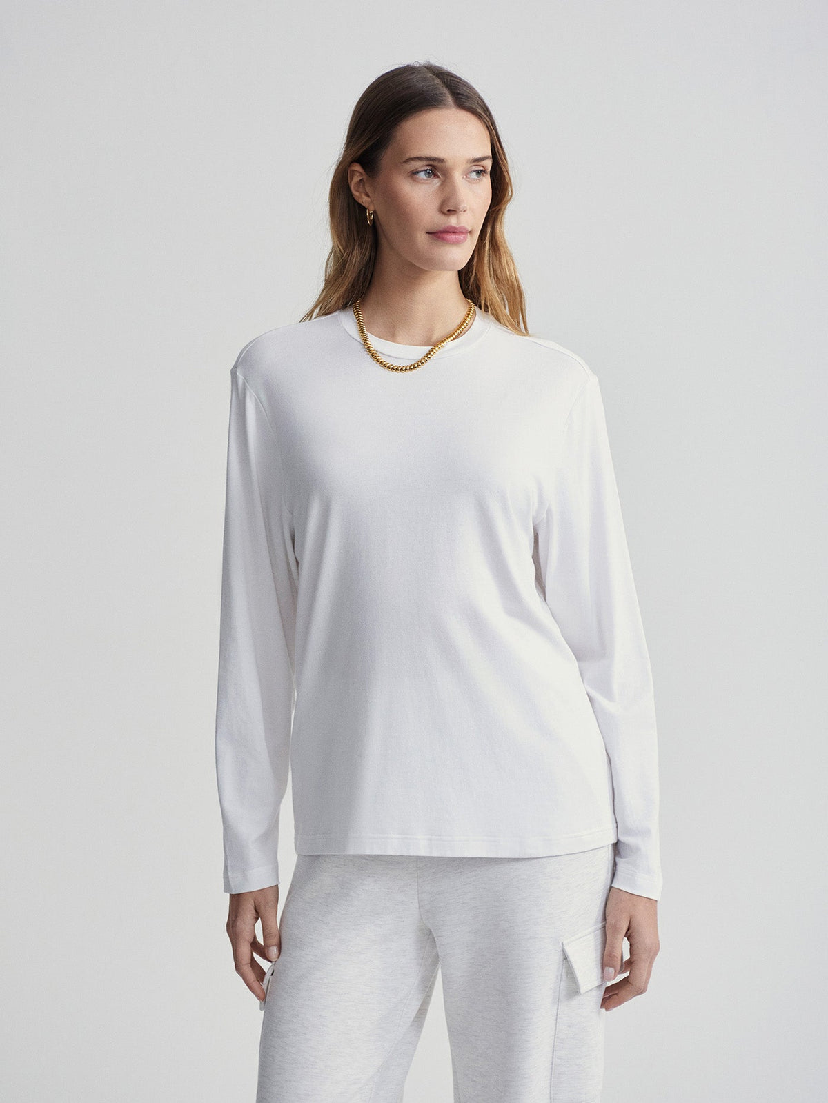 Leah Long Sleeve Boyfriend Tee White - Varley