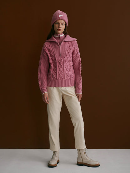Didi Relaxed Cable Half Zip Knit Mauve Orchid - Varley
