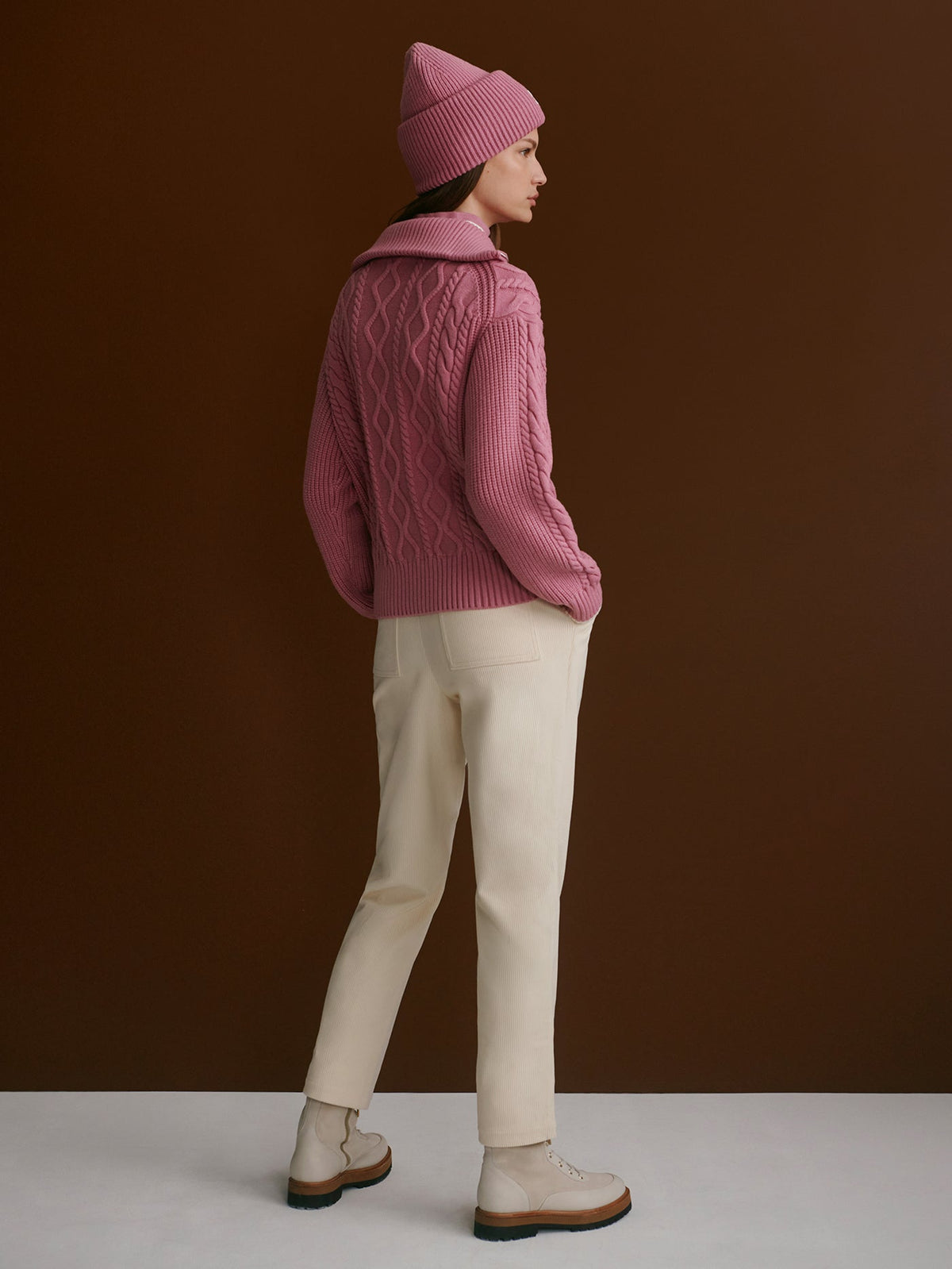 Didi Relaxed Cable Half Zip Knit Mauve Orchid - Varley