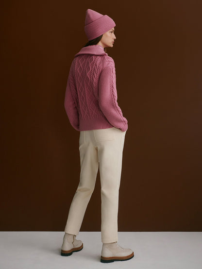Didi Relaxed Cable Half Zip Knit Mauve Orchid - Varley