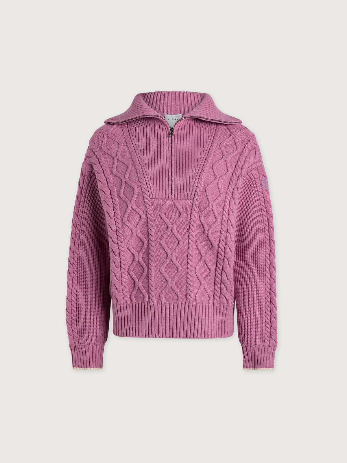 Didi Relaxed Cable Half Zip Knit Mauve Orchid - Varley