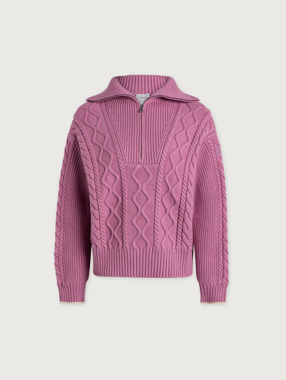 Didi Relaxed Cable Half Zip Knit Mauve Orchid - Varley