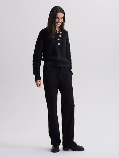 Vera Button Neck Sweater Black - Varley