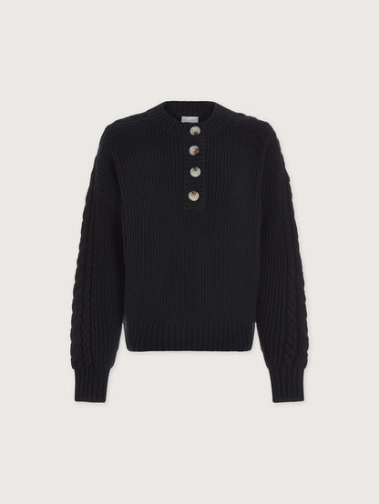 Vera Button Neck Sweater Black - Varley