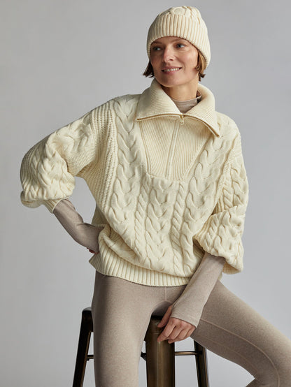 Daria Half Zip Cable Knit | VARLEY US Winter White - Varley