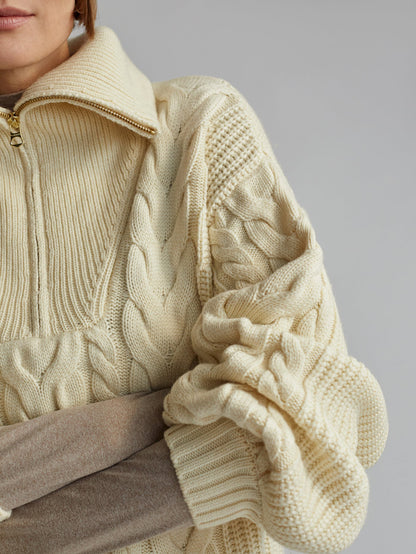 Daria Half Zip Cable Knit | VARLEY US Winter White - Varley