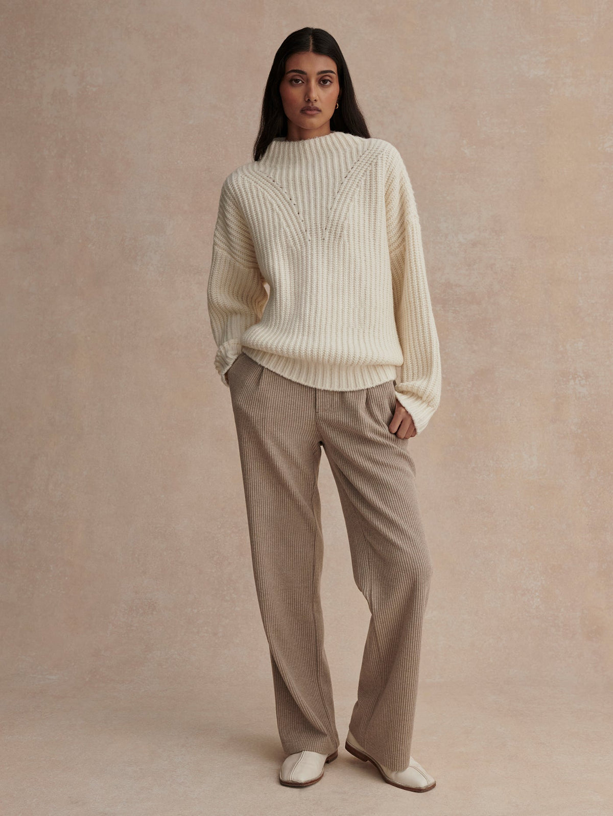 Blossom Mock Neck Knit Sweater Ivory - Varley