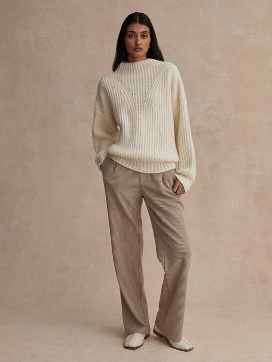 Blossom Mock Neck Knit Sweater Ivory - Varley